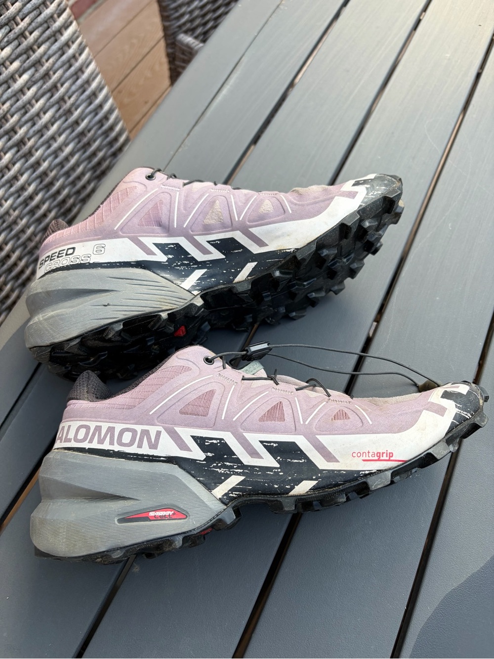 Salomon Speedcross 6 Women's Trail Shoes — Light Pink and Black